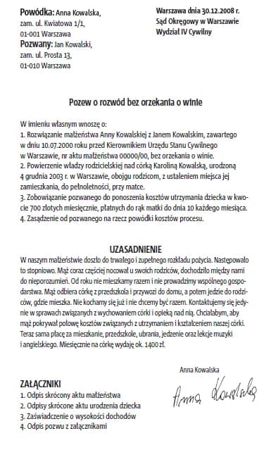 Jak napisać pozew rozwodowy bez orzekania o winie - krok po kroku Jak napisać pozew rozwodowy bez orzekania o winie - krok po kroku